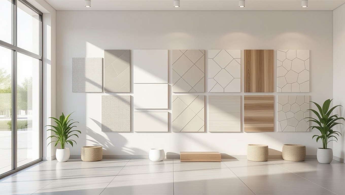 Hinch interior materials showroom with elegant wall panels and laminates